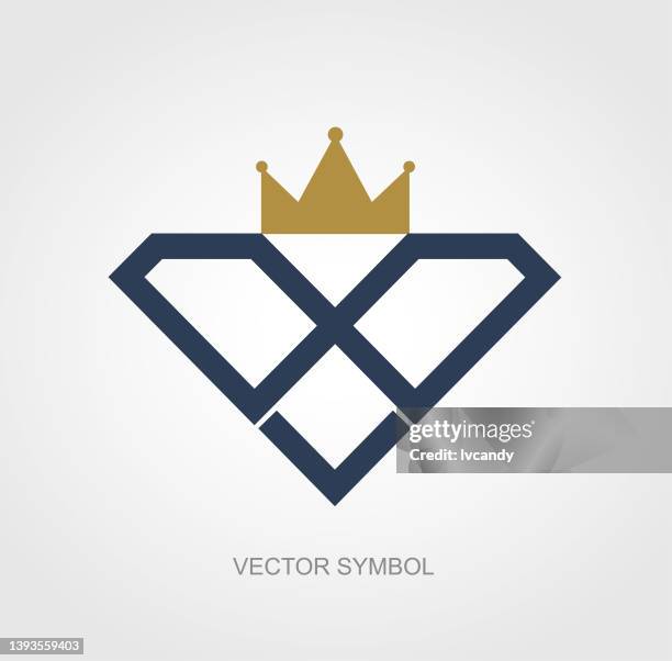 crown on diamond symbol design - king logo stock illustrations
