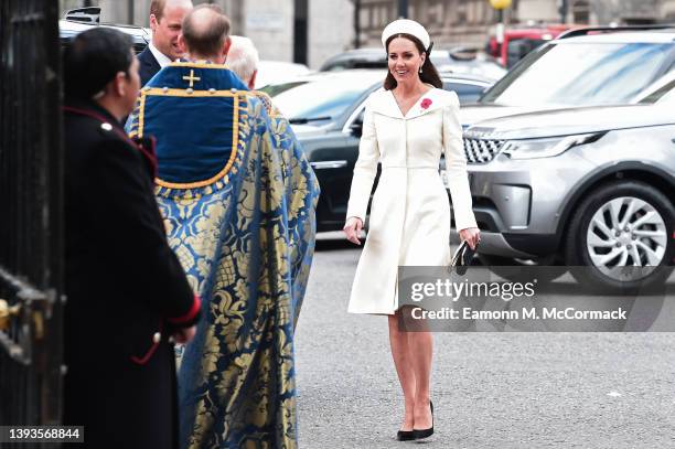 Prince William, Duke of Cambridge and Catherine, Duchess of Cambridge arrive for a Service Of Commemoration and Thanksgiving as part of the ANZAC day...