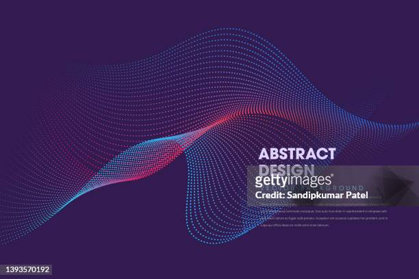ilustraciones, imágenes clip art, dibujos animados e iconos de stock de fondo abstracto con ondas dinámicas de color, línea y fondo de partículas - dispersa