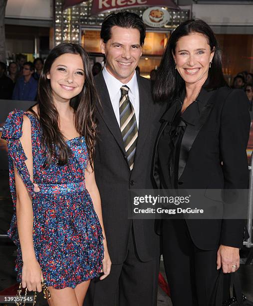 Mimi Rogers, Chris Ciaffa and daughter Lucy arrive at the World Premiere of "Unstoppable" at the Regency Village Theater on October 26, 2010 in...