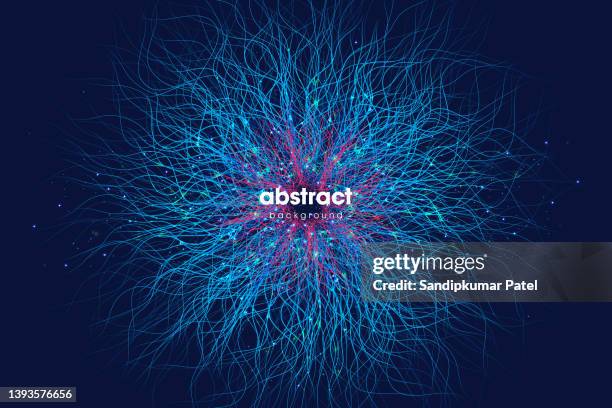 point explode. array with dynamic emitted particles. 3d technology style. abstract background. - deflated stock illustrations