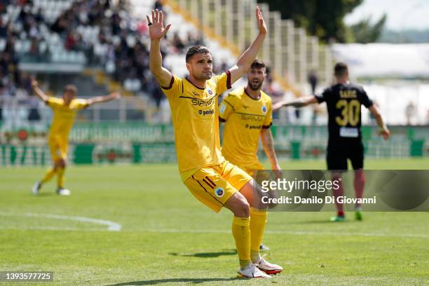 Giacomo Beretta of A.S. Cittadella celebrate after scrong a goal then cancelled by the VAR during the Serie B match between Ascoli Calcio 1898 FC and...