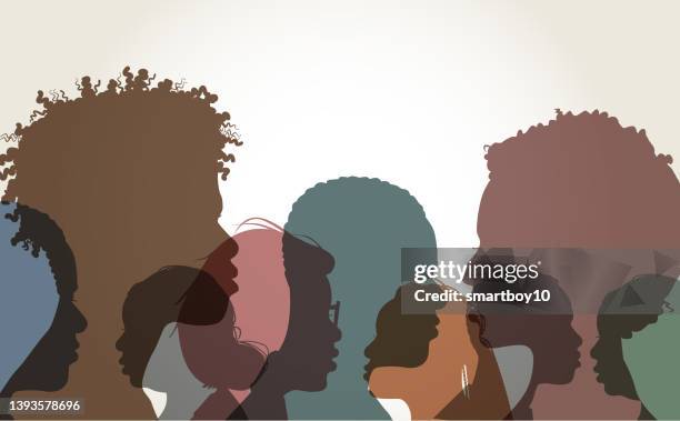 profile silhouettes of african americans - minority groups stock illustrations