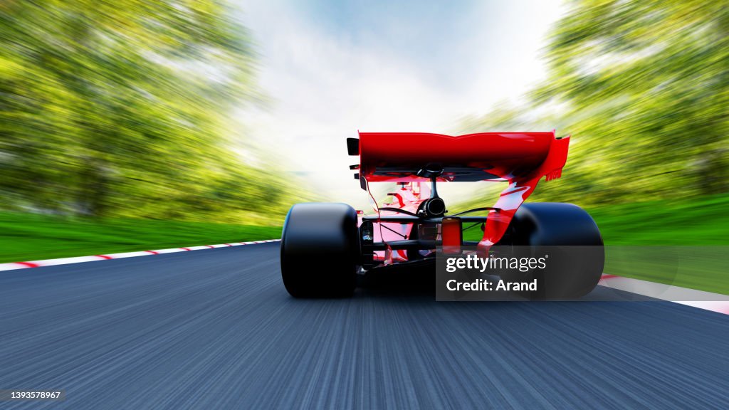 Car Red Racing Road Red Race Car Driving On A Race Track High-Res Stock Photo - Getty Images