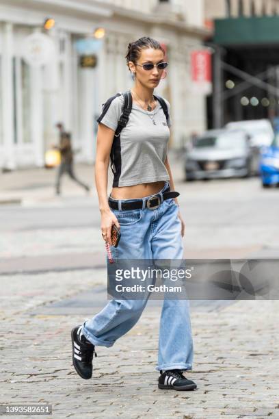 Bella Hadid is seen in NoHo on April 24, 2022 in New York City.
