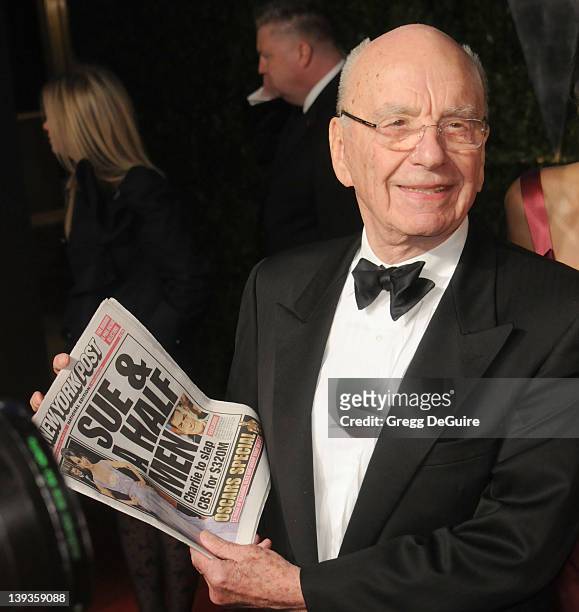 News Corp Chairman and CEO Rupert Murdoch arrives at the Vanity Fair Oscar Party 2011, February 27, 2011 at the Sunset Tower Hotel in West Hollywood,...