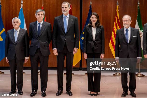 The President of the Constitutional Court, Pedro Gonzalez-Trevijano ; King Felipe VI ; the Minister of Justice, Pilar Llop and the Vice President of...