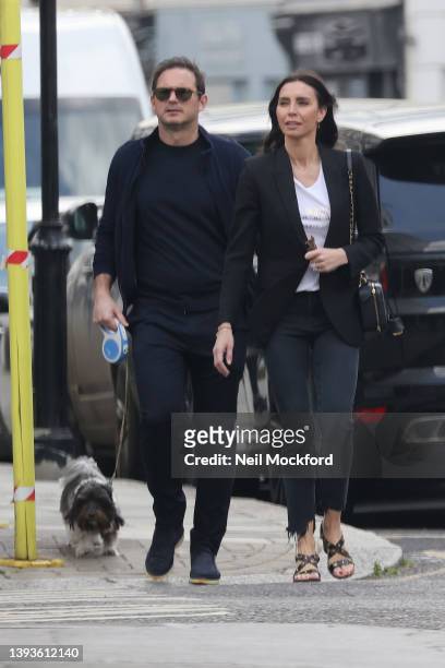 Frank Lampard and Christine Lampard seen in Chelsea on April 25, 2022 in London, England.
