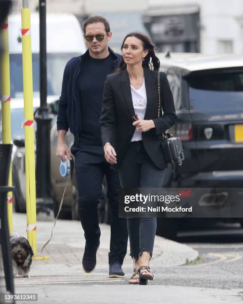 Frank Lampard and Christine Lampard seen in Chelsea on April 25, 2022 in London, England.