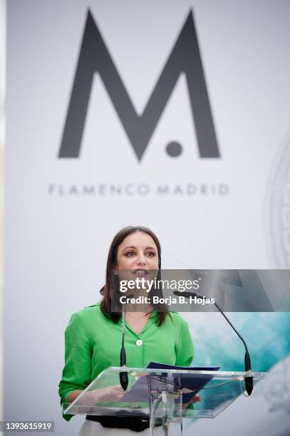 Politician Andrea Levy during presentation of 'Festival Flamenco Madrid' on April 25, 2022 in Madrid, Spain.