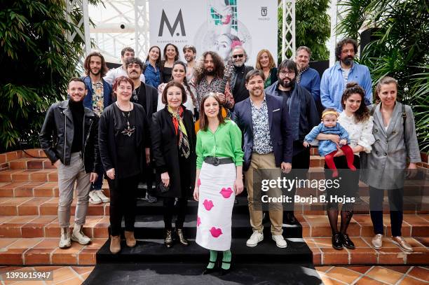 Politician Andrea Levy poses with Festival Flamenco Madrid Staff during presentation of 'Festival Flamenco Madrid' on April 25, 2022 in Madrid, Spain.
