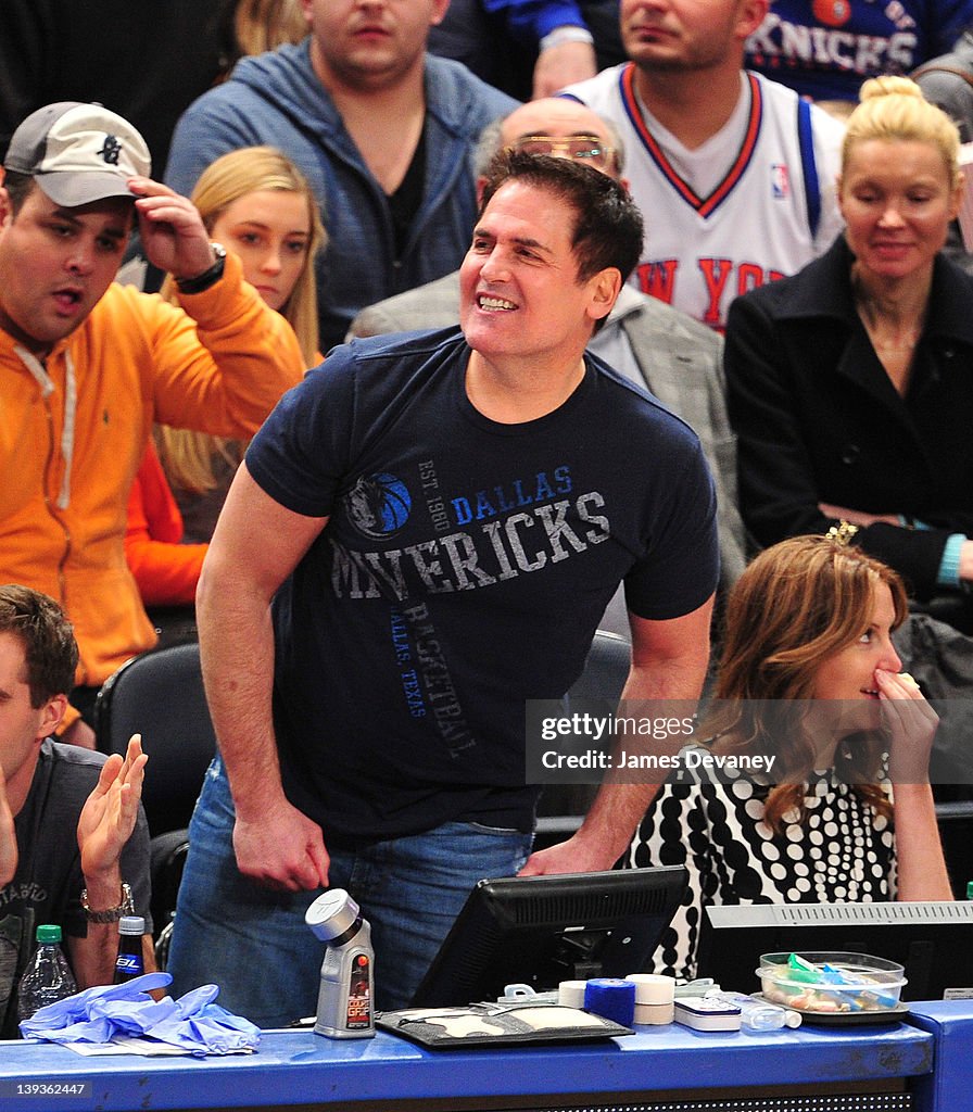 Celebrities Attend The Dallas Mavericks Vs New York Knicks Game - February 19, 2012