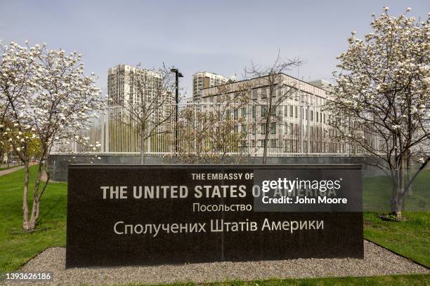 The United States Embassy to Ukraine stands closed on April 25, 2022 in Kyiv, Ukraine. U.S. Officials announced that plans have begun to re-open the...