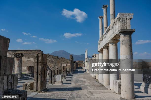 mount vesuvius view from pompei ruins, naples, italy - naples vesuvius stock pictures, royalty-free photos & images