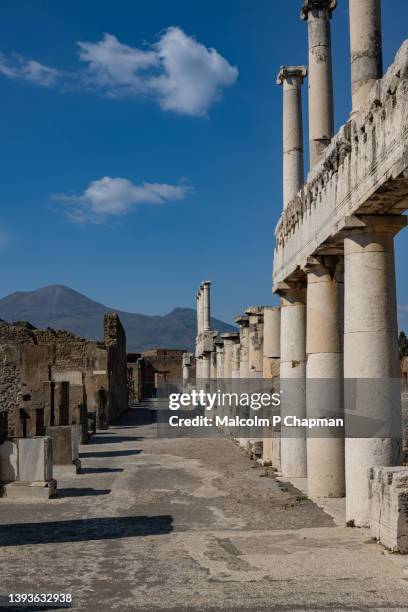 mount vesuvius view from pompei ruins, naples, italy - pompei ストックフォトと画像