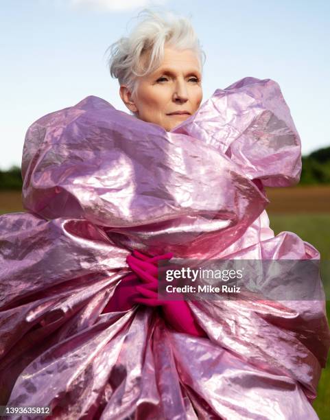 Model Maye Musk is photographed for L'Officiel Australia on December 17, 2021 at Red Wagon Farm in Manalapan, New Jersey. PUBLISHED IMAGE.