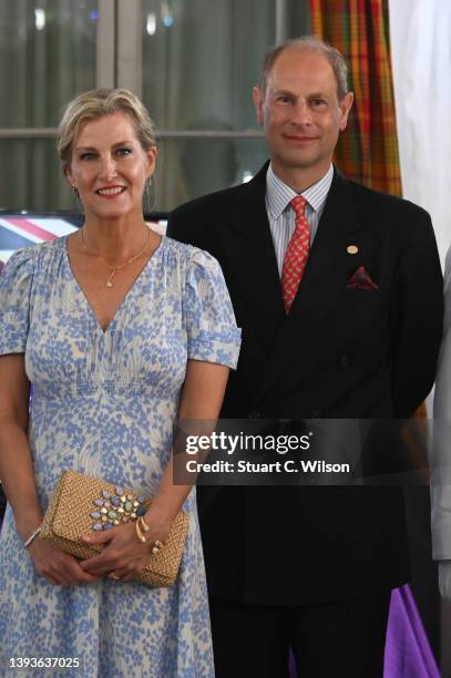 Sophie, Countess of Wessex and Prince Edward, Earl of Wessex at Government House on April 25, 2022 in St John's, Antigua and Barbuda. The Earl and...