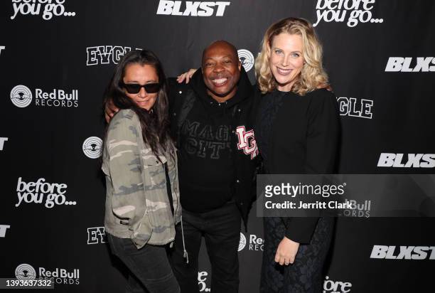 Fiona Frawley, Troy Marshall and Nikki Cox attend Blxst “Before You Go” release party on April 21, 2022 in Los Angeles, California.