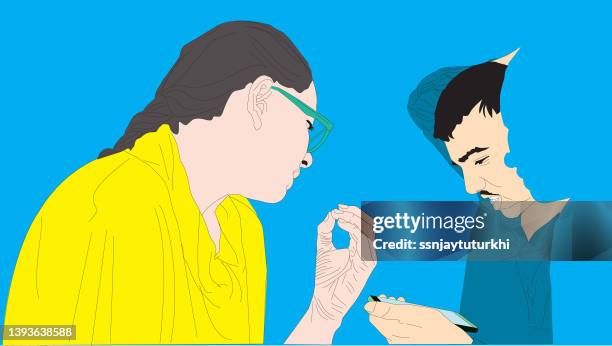two students - two students working stock illustrations