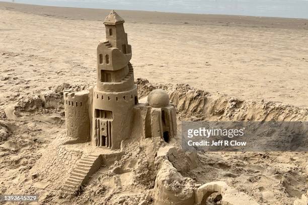 sand castle on the beach in texas - sandcastle stock pictures, royalty-free photos & images