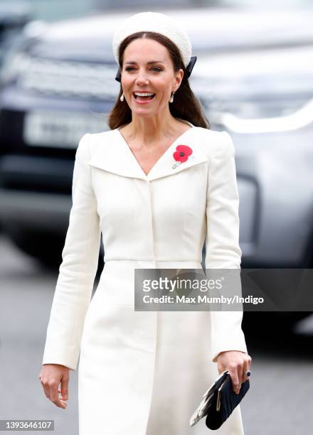 Catherine, Duchess of Cambridge attends the Anzac Day Service of Commemoration and Thanksgiving at Westminster Abbey on April 25, 2022 in London,...