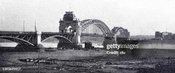dusseldorf, rhine bridge - dusseldorf stock illustrations