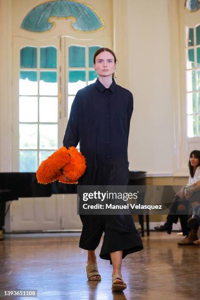 Model walks the runway during the Julia y Renata show as part of the Mercedes-Benz Fashion Week Mexico 2022 - Day 1 at Casa Del Lago on April 25,...