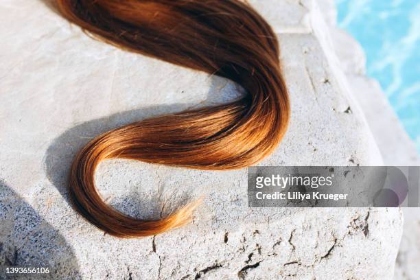 shiny long hair on a sunny day. - long hair stock photos et images de collection