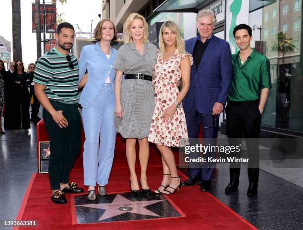 Johnny Sibilly, Hannah Einbinder, Jean Smart, Kaitlin Olson, Christopher McDonald, and Paul W. Downs attend as Jean Smart is honored with a star on...