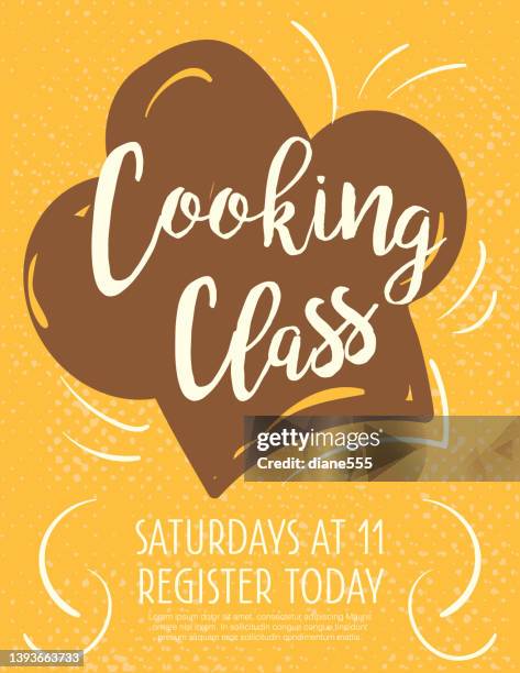 cooking class poster template with room for text - cooking class stock illustrations