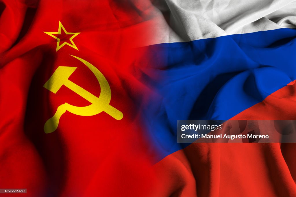 Sebian Vs. Russian Flags Flags Of The Soviet Union And The Russian Federation High-Res Stock ...
