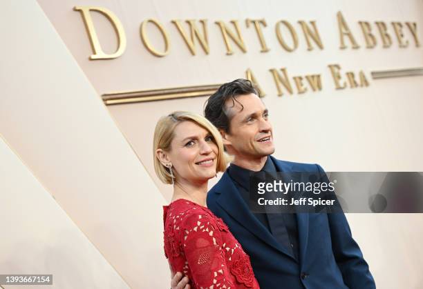 Claire Danes and Hugh Dancy attends the world premiere of "Downton Abbey: A New Era" at Cineworld Leicester Square on April 25, 2022 in London,...