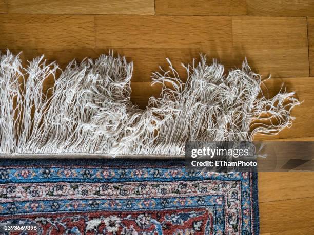 persian rug with fringe - persian rug stock-fotos und bilder