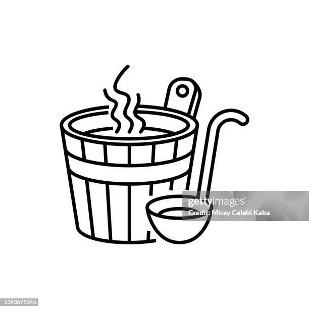 symbol "eimer- und pfannenlinie" - türkisches bad stock-grafiken, -clipart, -cartoons und -symbole