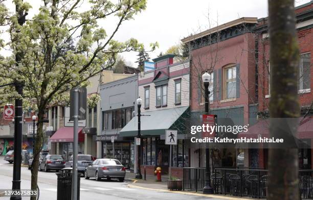 commercial street in downtown nanaimo, canada - terrace british columbia stock pictures, royalty-free photos & images