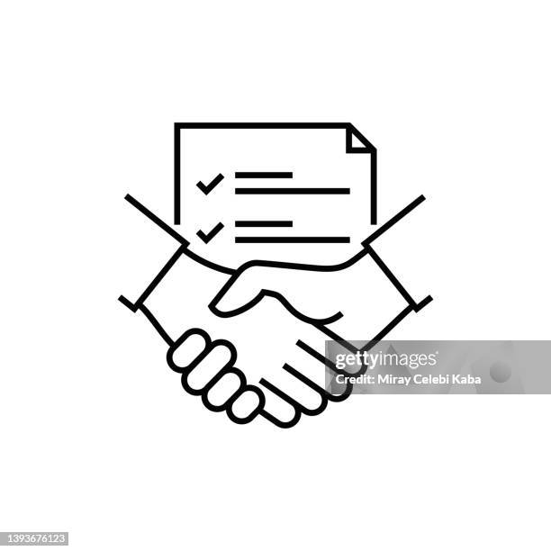 ilustraciones, imágenes clip art, dibujos animados e iconos de stock de icono de la línea de relación comercial - acuerdo