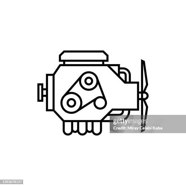 car engineering line icon - engine stock illustrations