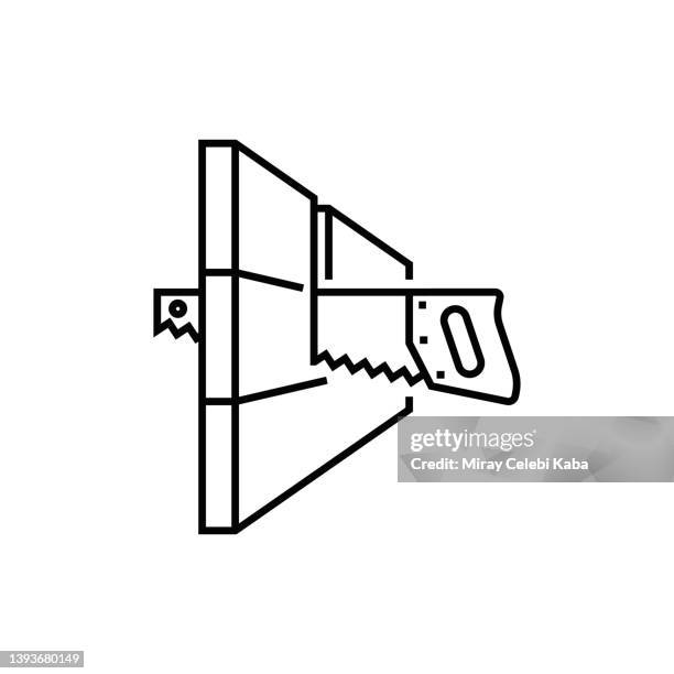 carpentry work line icon - builders hands stock illustrations