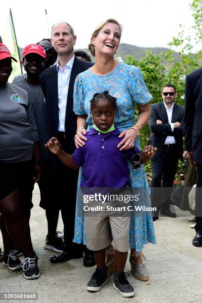 Sophie, Countess of Wessex and Prince Edward, Earl of Wessex at the National Sailing Academy on April 25, 2022 in St John's, Antigua and Barbuda. The...