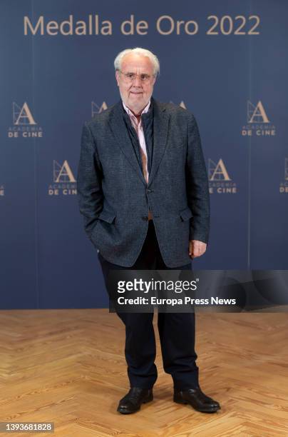 Photographer Juan Gatti poses at the photocall for the 2022 Gold Medal of the Academy of Cinema, at the Academy of Cinema, on 25 April, 2022 in...