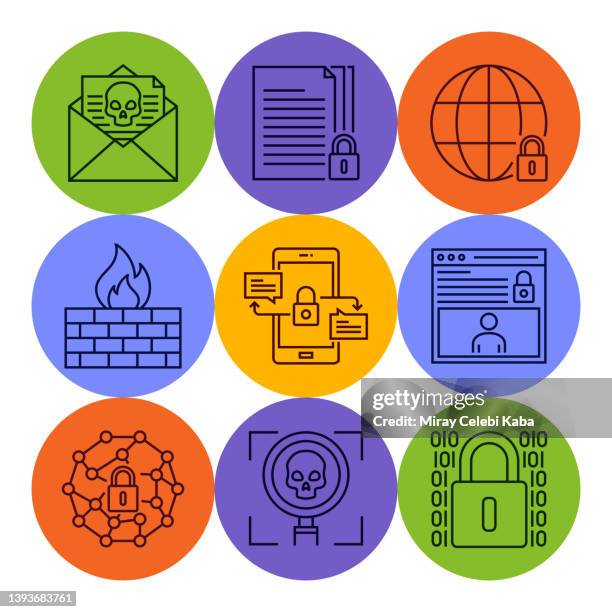 cyber security line icons set - pin eingabe stock-grafiken, -clipart, -cartoons und -symbole