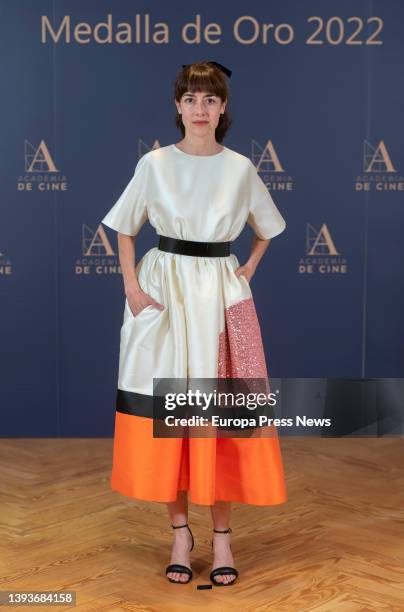 Actress Cecilia Suarez poses at the photocall for the 2022 Gold Medal of the Academy of Cinema, at the Academy of Cinema, on 25 April, 2022 in...