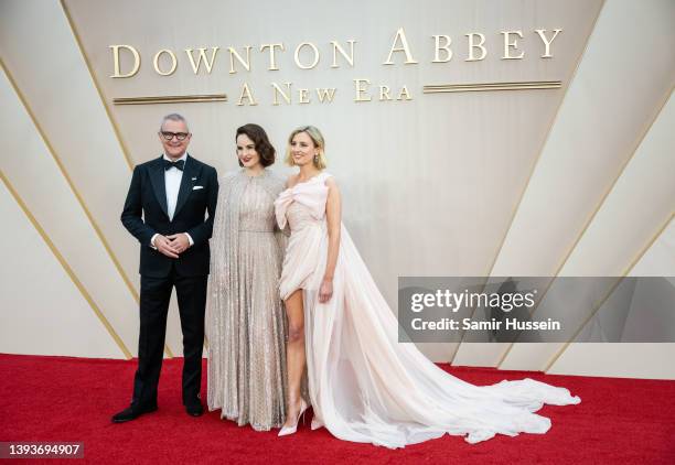 Hugh Bonneville, Michelle Dockery and Laura Carmichael attends the World Premiere of "Downton Abbey: A New Era" at Cineworld Leicester Square on...