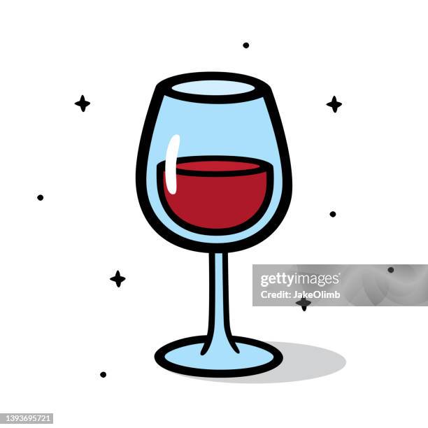 wine glass doodle 6 - wine glass stock illustrations