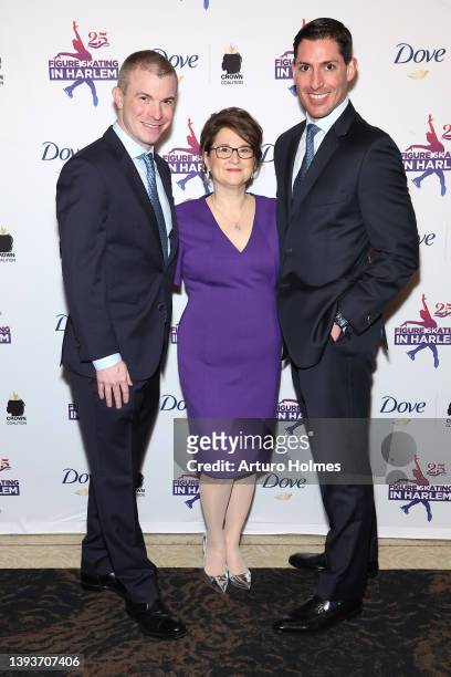 Figure skater Timothy Goebel, Sharon Cohen, and Thomas Luciano attend the Figure Skating in Harlem 25th Anniversary Gala at Gotham Hall on April 25,...