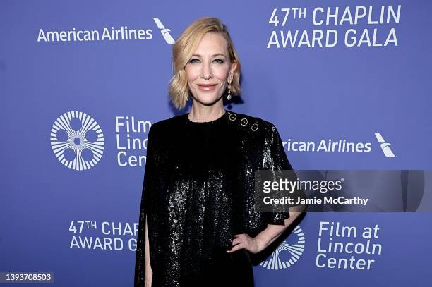 47th Chaplin Award Recipient Cate Blanchett attends the 47th Chaplin Award Gala honoring Cate Blanchett at Alice Tully Hall, Lincoln Center on April...