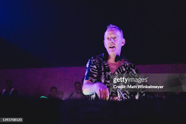 Fatboy Slim performs onstage at the YumaTent at the 2022 Coachella Valley Music And Arts Festival on April 24, 2022 in Indio, California.