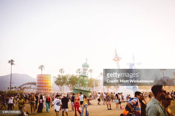 Festival goers attend the 2022 Coachella Valley Music and Arts Festival on April 24, 2022 in Indio, California.