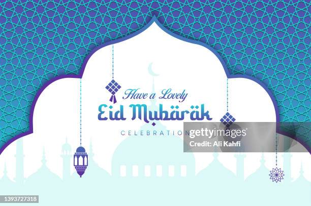 eid mubarak islamic greetings background - islam symbol stock illustrations