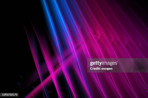abstract  parallel lines technology neon pink purple blue stripes on black background - parallel ストックフォトと画像